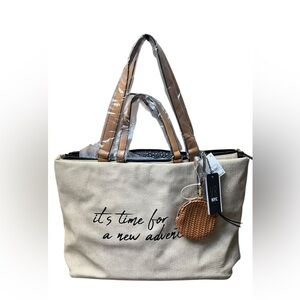 VR NYC Large Canvas Tote Bag New Adventure Travel Weekender w Pouch New